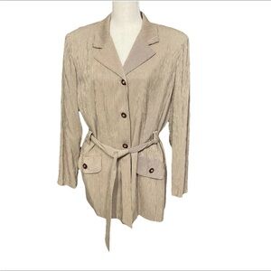 R&M Richards by Karen Kwong Black Tan Belted Vintage Blazer Jacket 14P